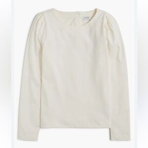 J Crew Factory Puff-sleeve gold button-back top in ivory size Small NEW